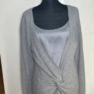 White House Black Market Light Gray Cardigan with camisole